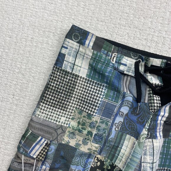 Y2K Men's Ripzone Paisley PatchWork Board Shorts Surfer Skate Grunge Men Sz Read - Picture 2 of 14